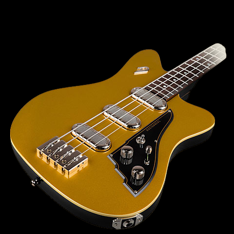 Duesenberg Triton Long-Scale Bass - Gold Top – angled body view