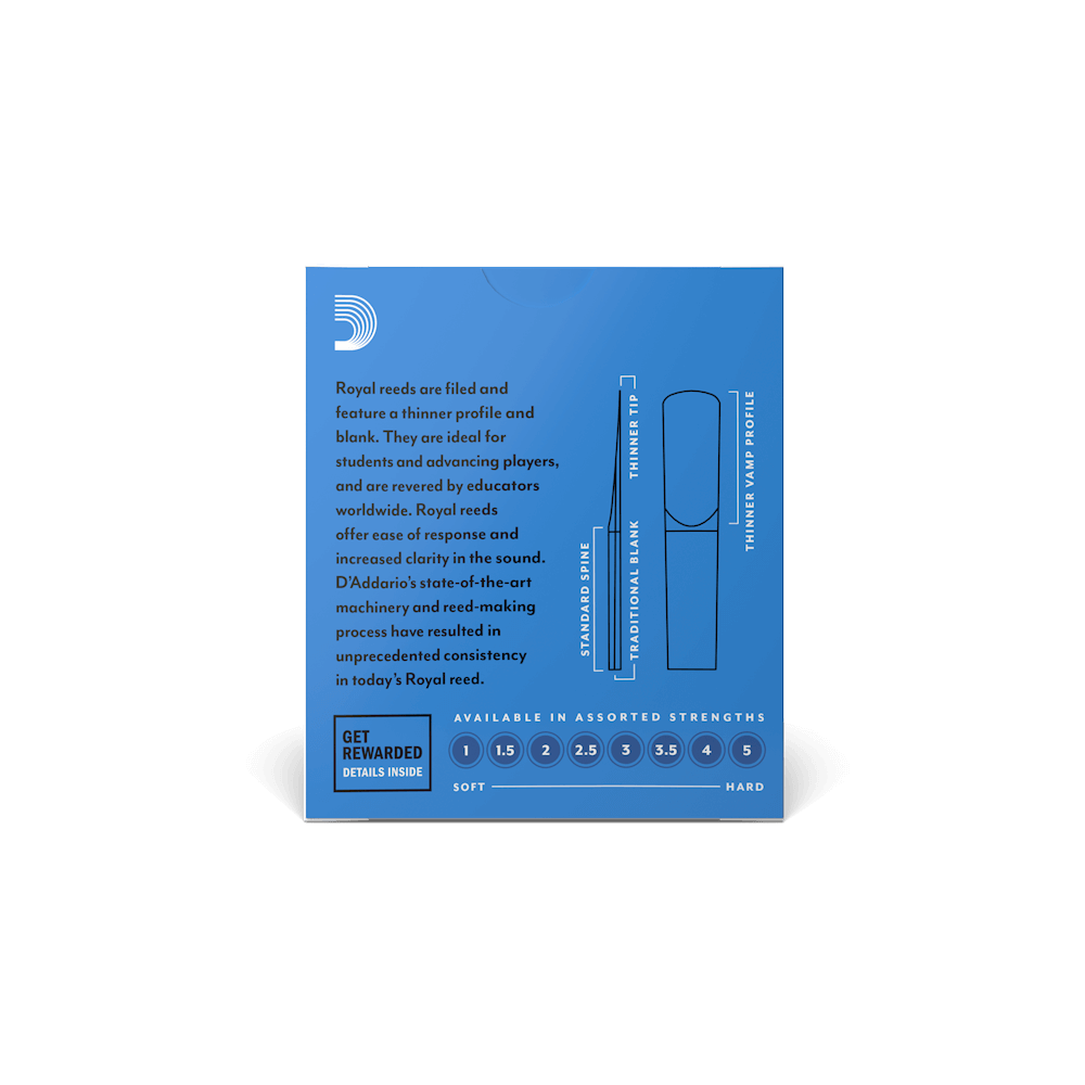 D'Addario - Royal Bb Clarinet Reeds Force 2, Pack Of 10