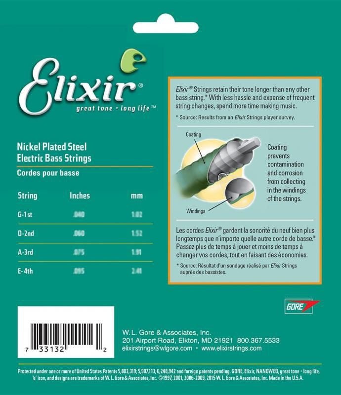 Elixir - Cordes Basse 45 - 100 Nanoweb - La Boîte Musicale - Acoustic Bass Strings - Elixir - 