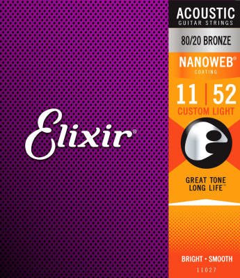 Elixir strings acoust 80/20 Nano Custom 11 - 52 - La Boîte Musicale - Acoustic Guitar Strings - Elixir - 