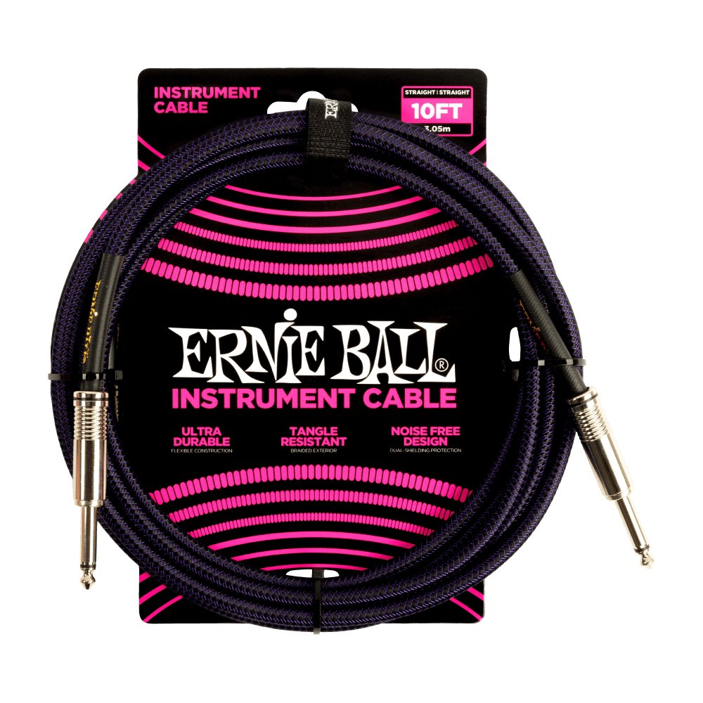 Ernie Ball - Braided instrument Cable Straight/Straight 10FT - Purple / Black - La Boîte Musicale - Instruments Cables - Ernie Ball - 