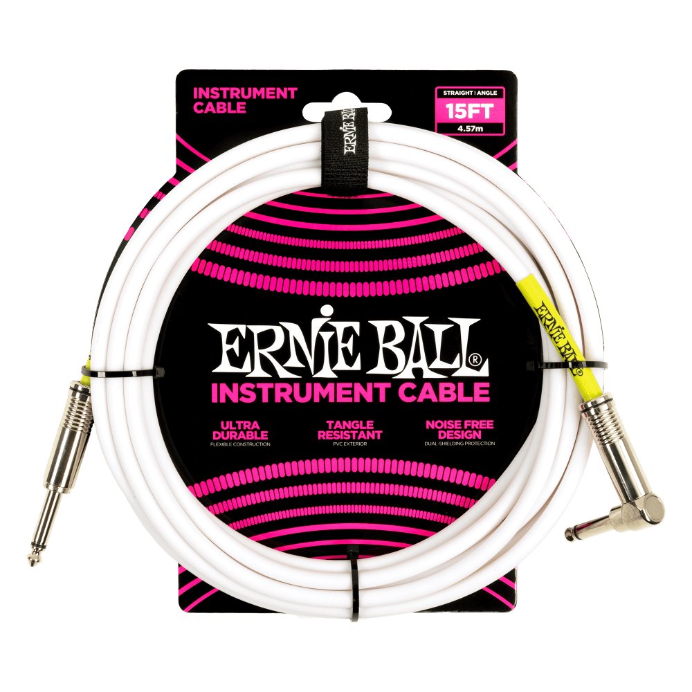 Ernie Ball - Classic Instrument Cable Straight/Angle 15FT - White - La Boîte Musicale - La Boîte Musicale - 