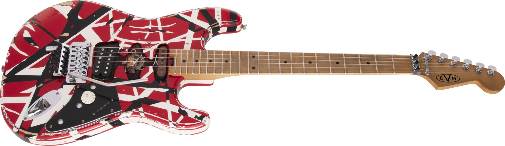 EVH - Striped Series Frankenstein™ Frankie - Maple Fingerboard - Red with Black Stripes Relic - La Boîte Musicale - Electric Guitars - EVH - 