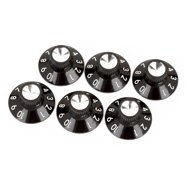 Fender - Pure Vintage Black/Silver Skirted Amplifier Knobs - (6) - La Boîte Musicale - Mounting Hardware - Fender - 