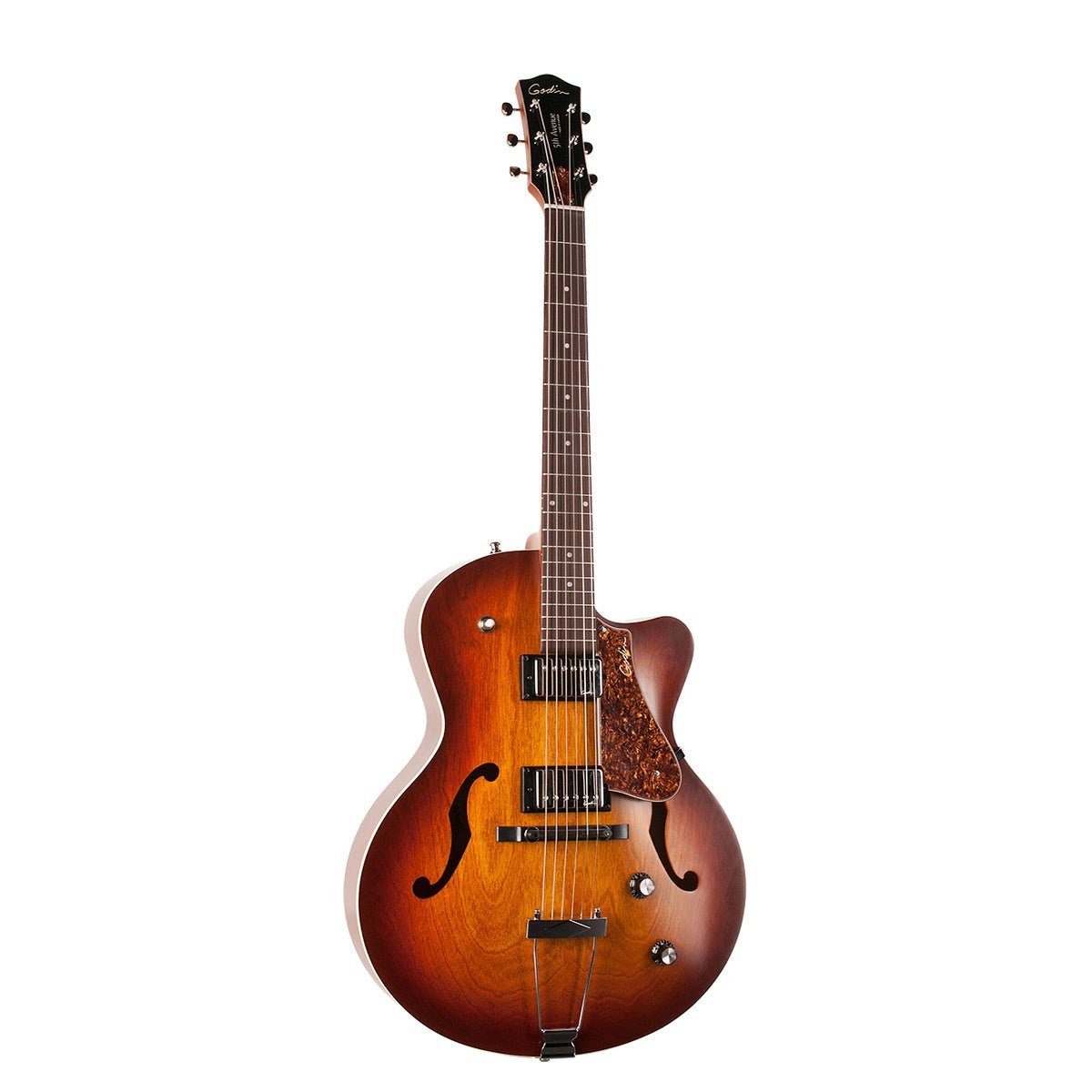 Godin - 5e Avenue CW Kingpin II HB Burst Cognac - La Boîte Musicale - Electric Guitars - Godin - 