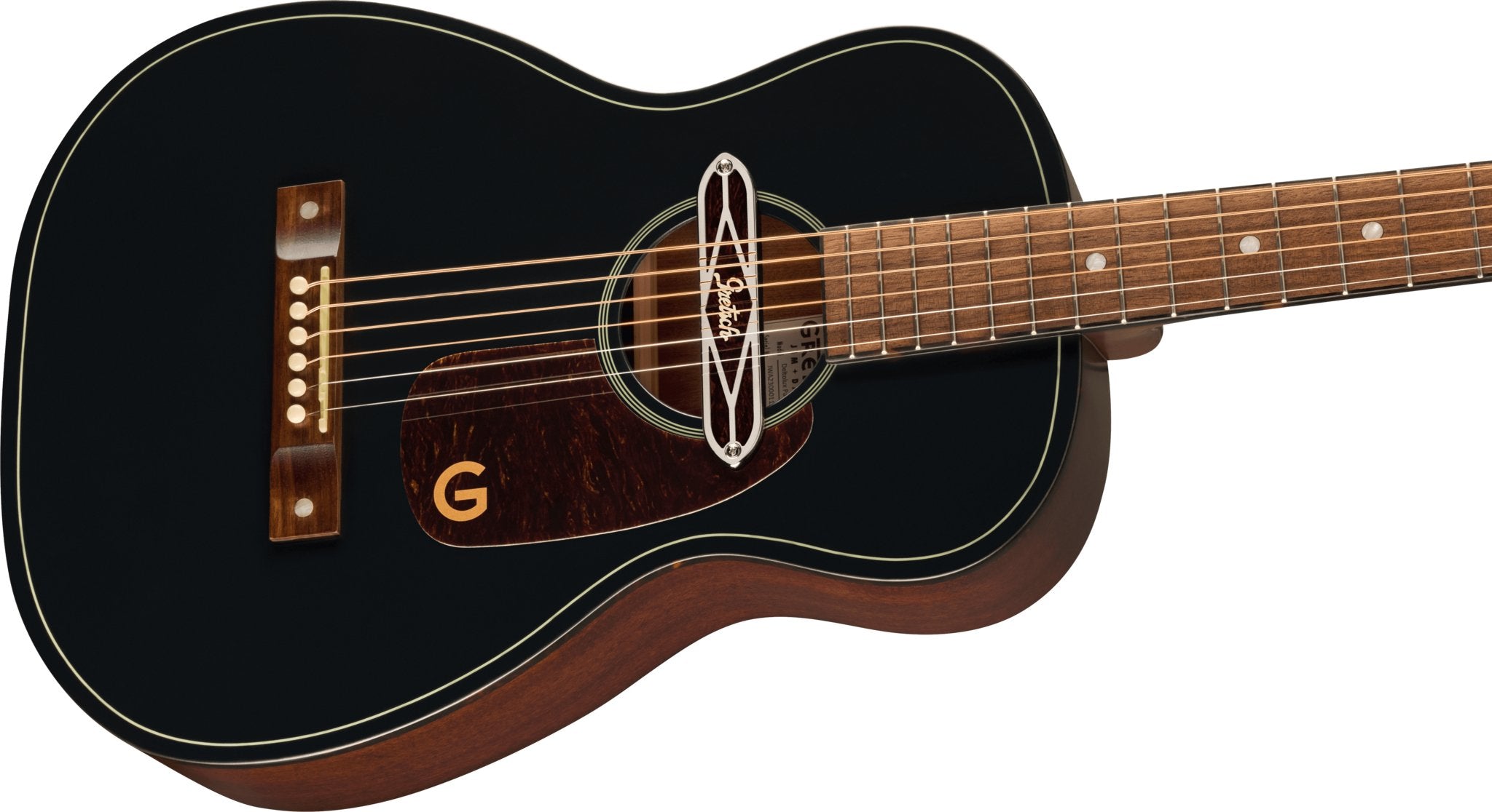 Gretsch - Deltoluxe Parlor - Walnut Fingerboard - Tortoiseshell Pickguard - Black Top - La Boîte Musicale - Acoustic Guitars - Gretsch - 