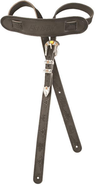 Gretsch® - Vintage Tooled Leather Guitar Strap - Black - La Boîte Musicale - Gretsch - 