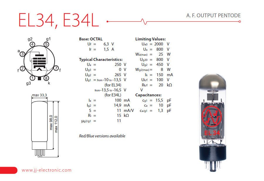 JJ Electronic - E34L Vacuum Tube (Matched Pair) - La Boîte Musicale - Tubes - JJ Electronic - 