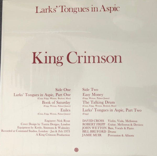 King Crimson - Lark's Tongues in Aspic - La Boîte Musicale - Vinyl Records - Vinyl Records - 