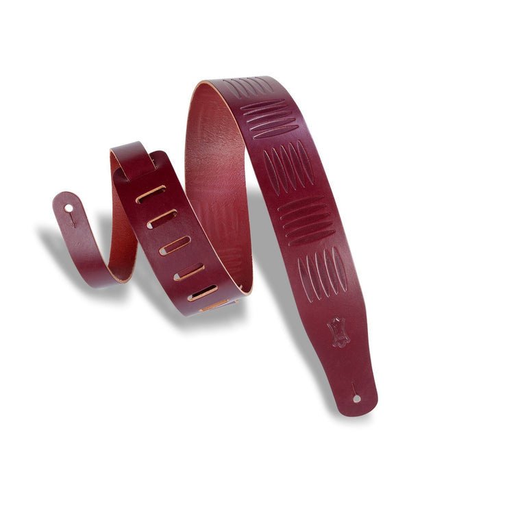 Levy's - Veg - tan Leather Guitar Strap - Burgundy - La Boîte Musicale - Levy's - 