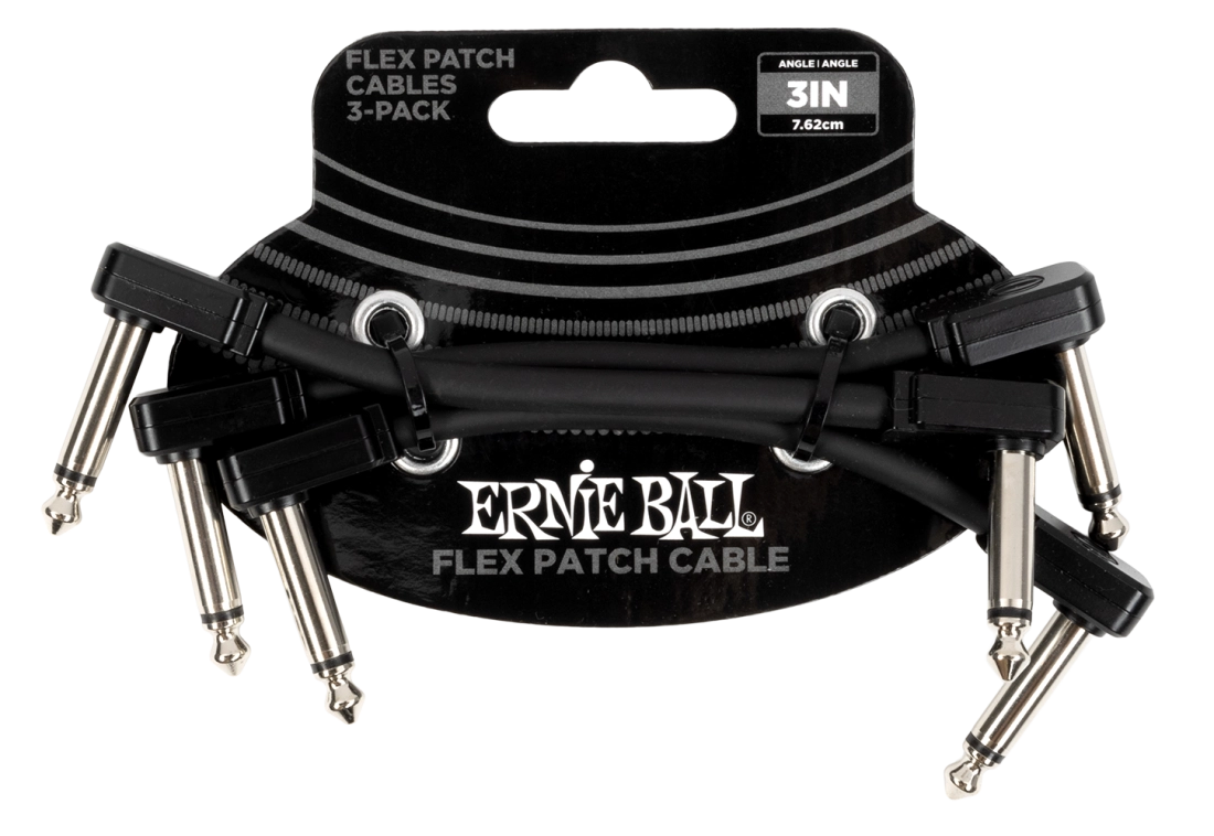 Ernie Ball - 3'' Flex Patch Cable - Black (3-Pack)