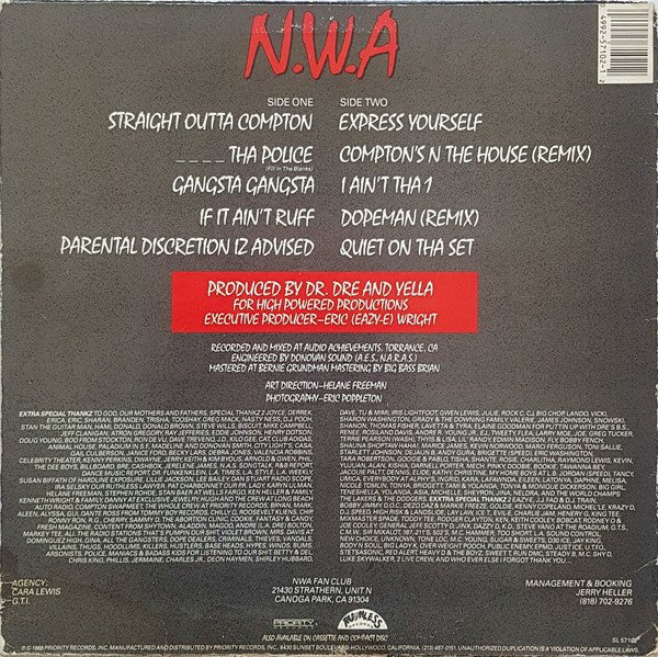 N.W.A - Straight Outta Compton - La Boîte Musicale - Vinyl Records - Vinyl Records - 