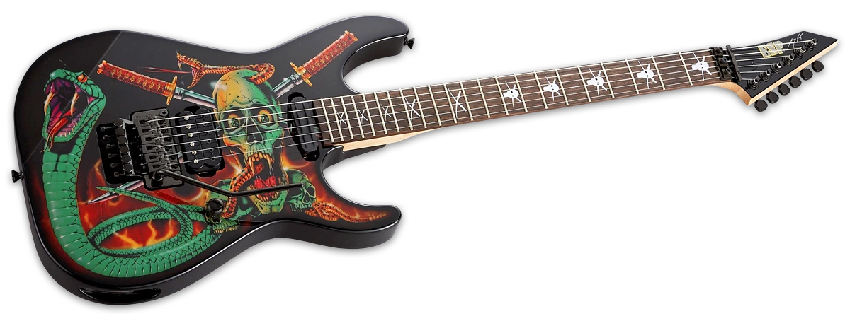 ESP Georges Lynch, Black with Skulls and Snakes Graphic