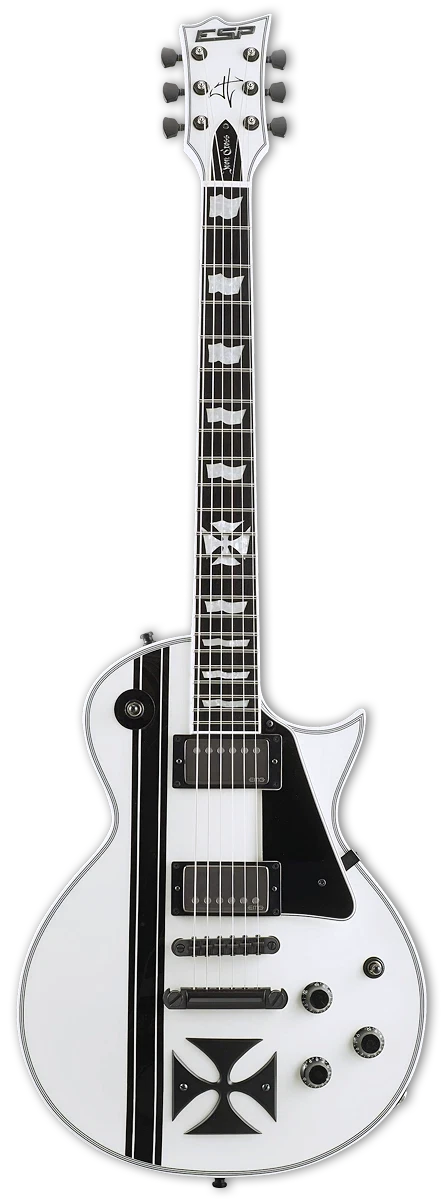 ESP James Hetfield Iron Cross, Snow White with Black Stripes