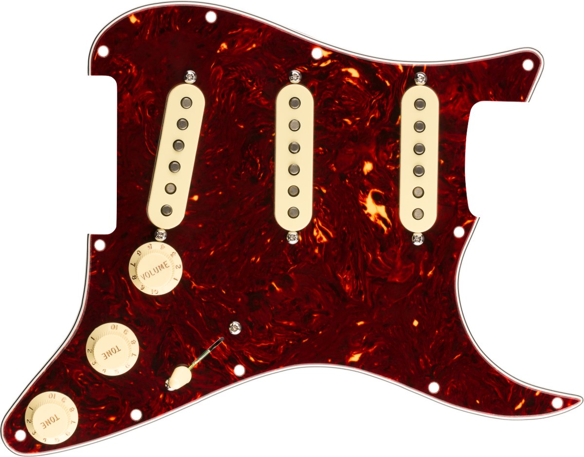 Pre - Wired Strat Pickguard - Original '57/'62 SSS - Tortoise Shell 11 Hole PG - La Boîte Musicale - Fender - 