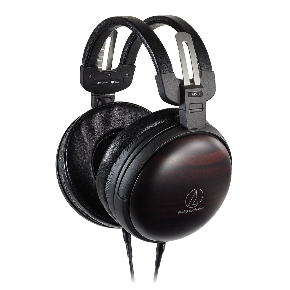 Audio-Technica ATH-AWKT Over-Ear Closed-Back Wooden Headphones, Kokutan (Striped Ebony)