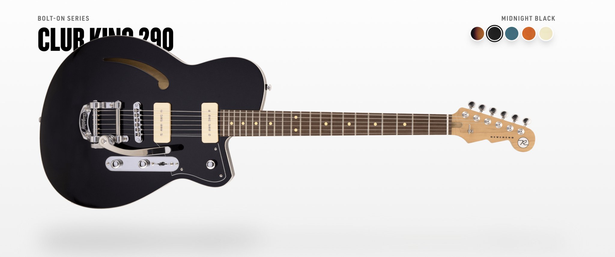 Reverend - Club King 290 - Midnight Black - RW - La Boîte Musicale - Electric Guitars - Reverend - 