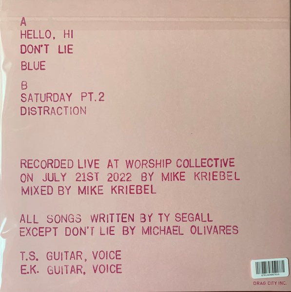 Ty Segall & Emmett Kelly - Live At Worship - La Boîte Musicale - Vinyl Records - Vinyl Records - 