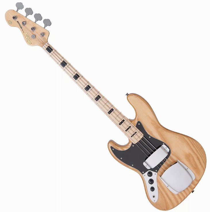 Vintage - VJ74 ReIssued Maple Fingerboard Bass ~ Natural Ash - Left Handed - La Boîte Musicale - Bass Guitar - Vintage - 