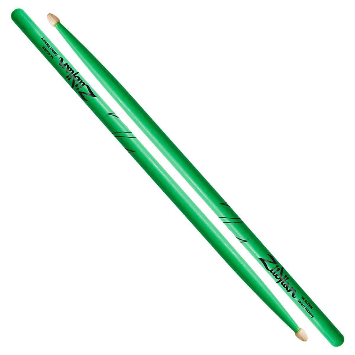 Zildjian 5A Acorn Neon Green, Hickory